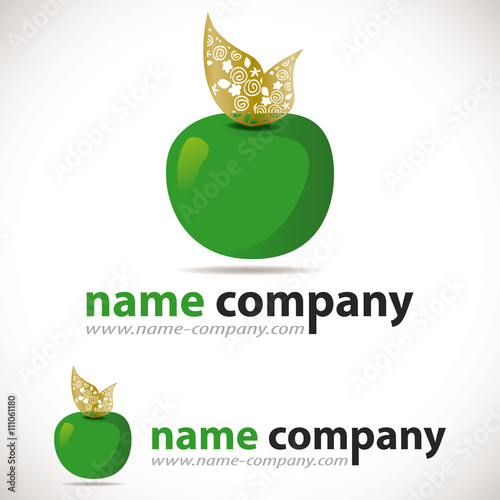 logo pomme design vert