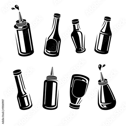 Bottles ketchup set. Vector