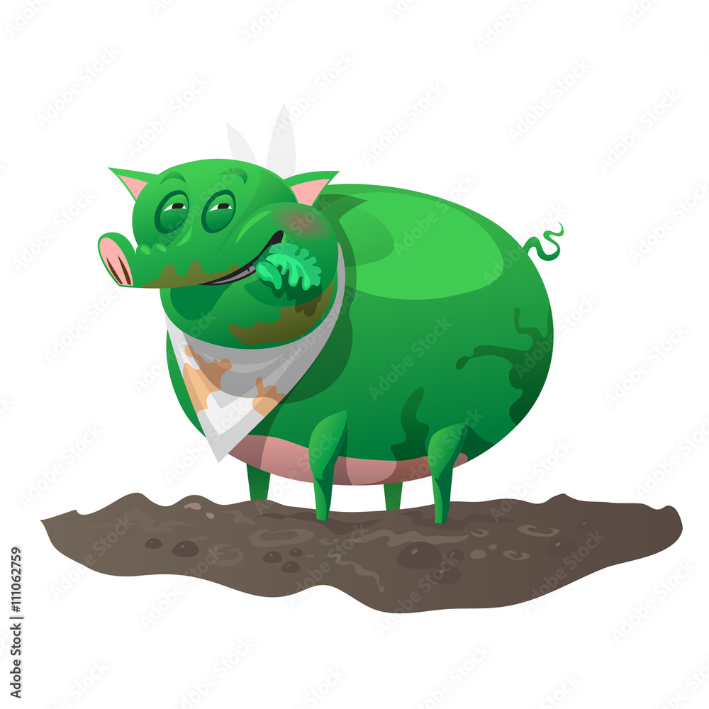 Green mutant pig has lunch Green mutant pig has lunch