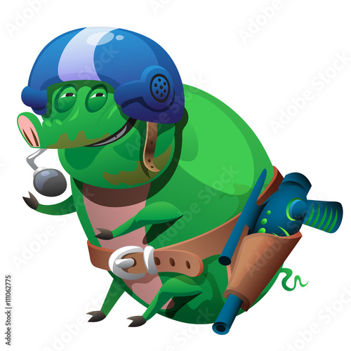 Green pig mutant pilot with a toy gun