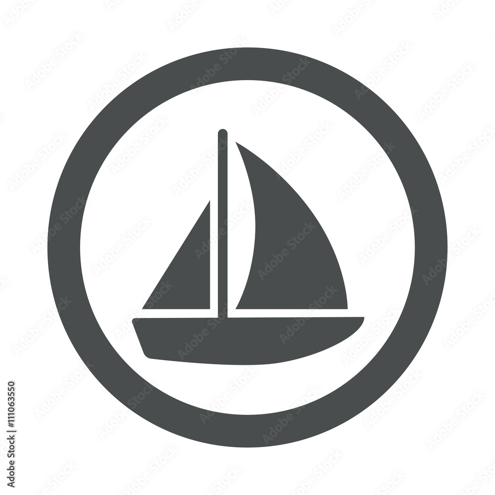 Icono plano velero en circulo color gris Icono plano velero en circulo color gris