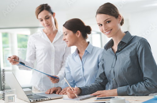 Business women team working at desk