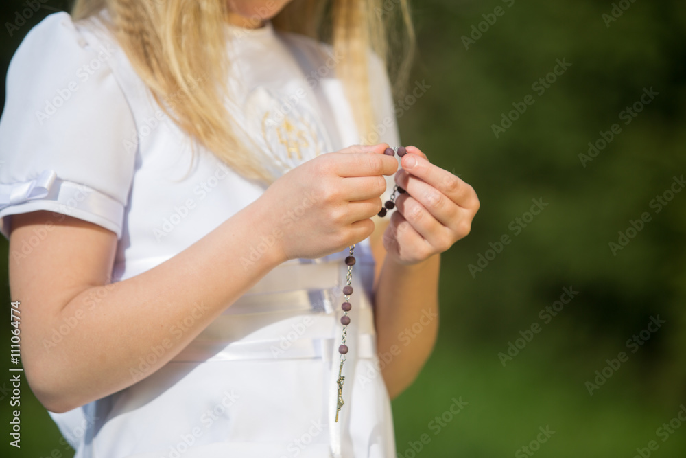 girl going to the first holy communion
