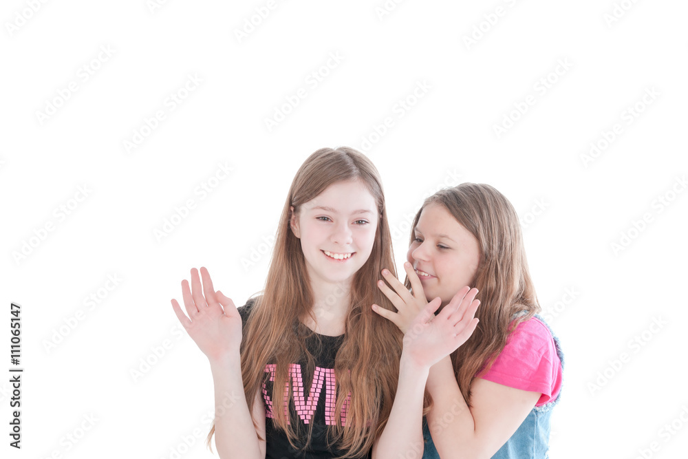 two smiling young beautiful girls two smiling young beautiful girls
