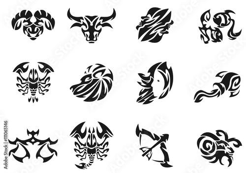 Zodiac signs sets illustration