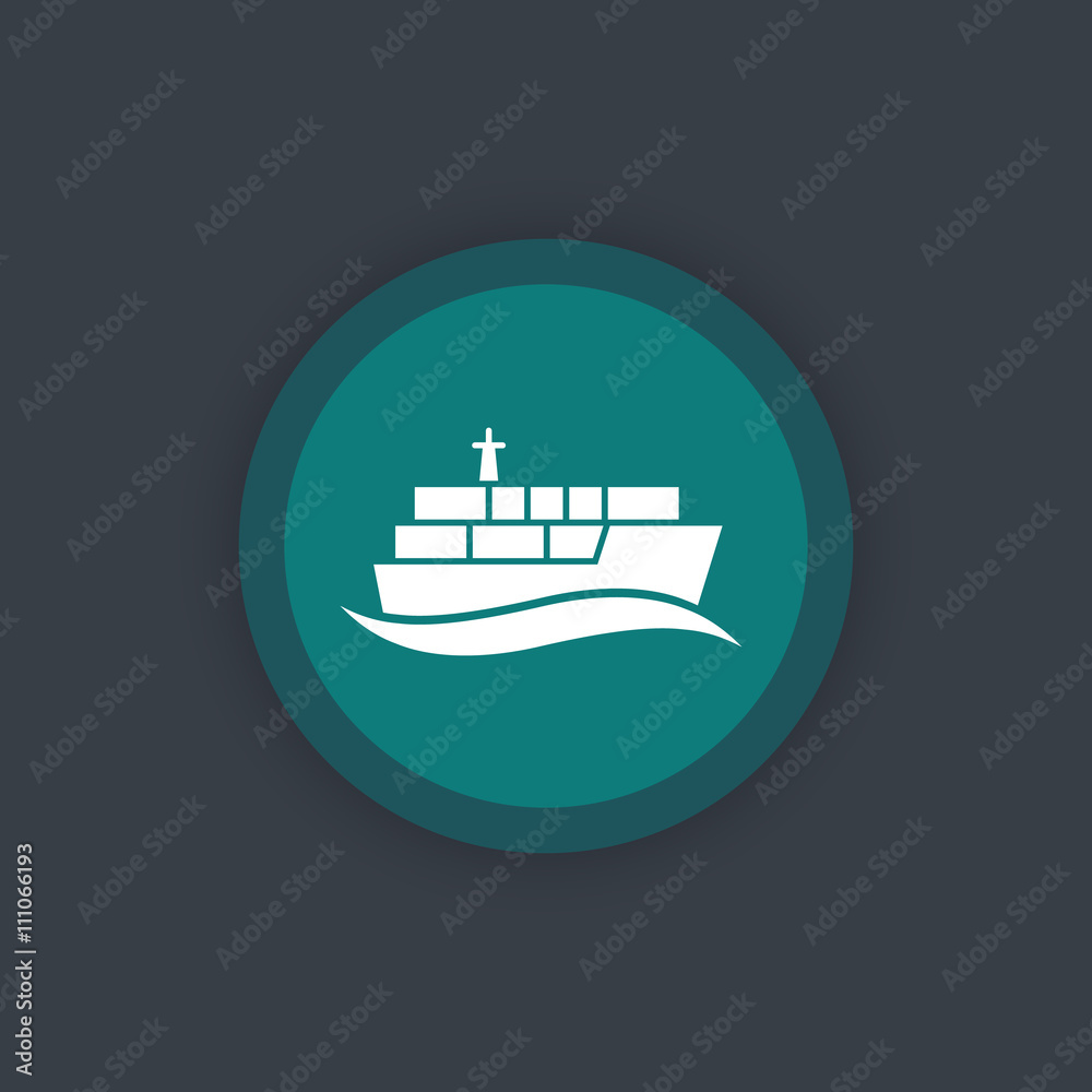 container ship icon, maritime transport pictogram, flat icon, vector illustration