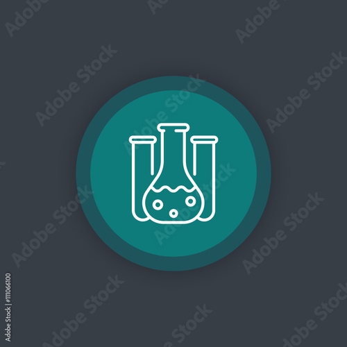 Chemistry linear icon, lab glass test tube, vector illustration
