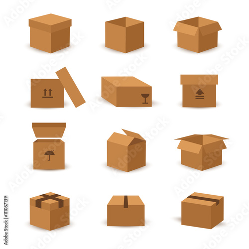 Flat box and packing vector icon