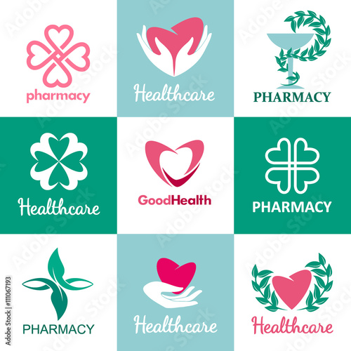 Logos for pharmacies, clinics, medical and health