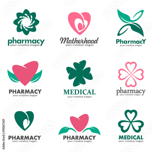 Logos for pharmacies, clinics, medical and health