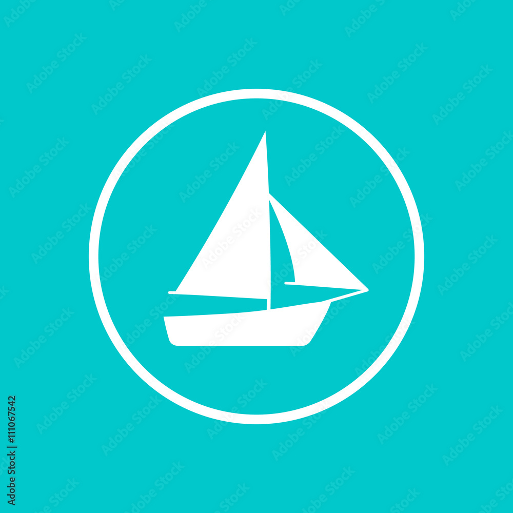 Sailboat icon in circle, boat with sail sign, vector illustration Sailboat icon in circle, boat with sail sign, vector illustration