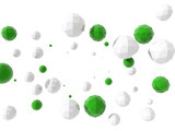 Low poly glossy white and green spheres 