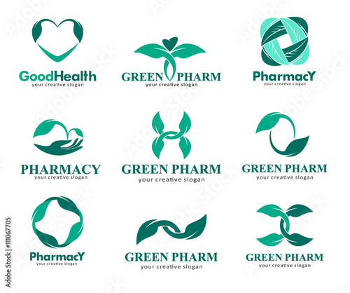 Logos for pharmacies, clinics, medical, cosmetics and health