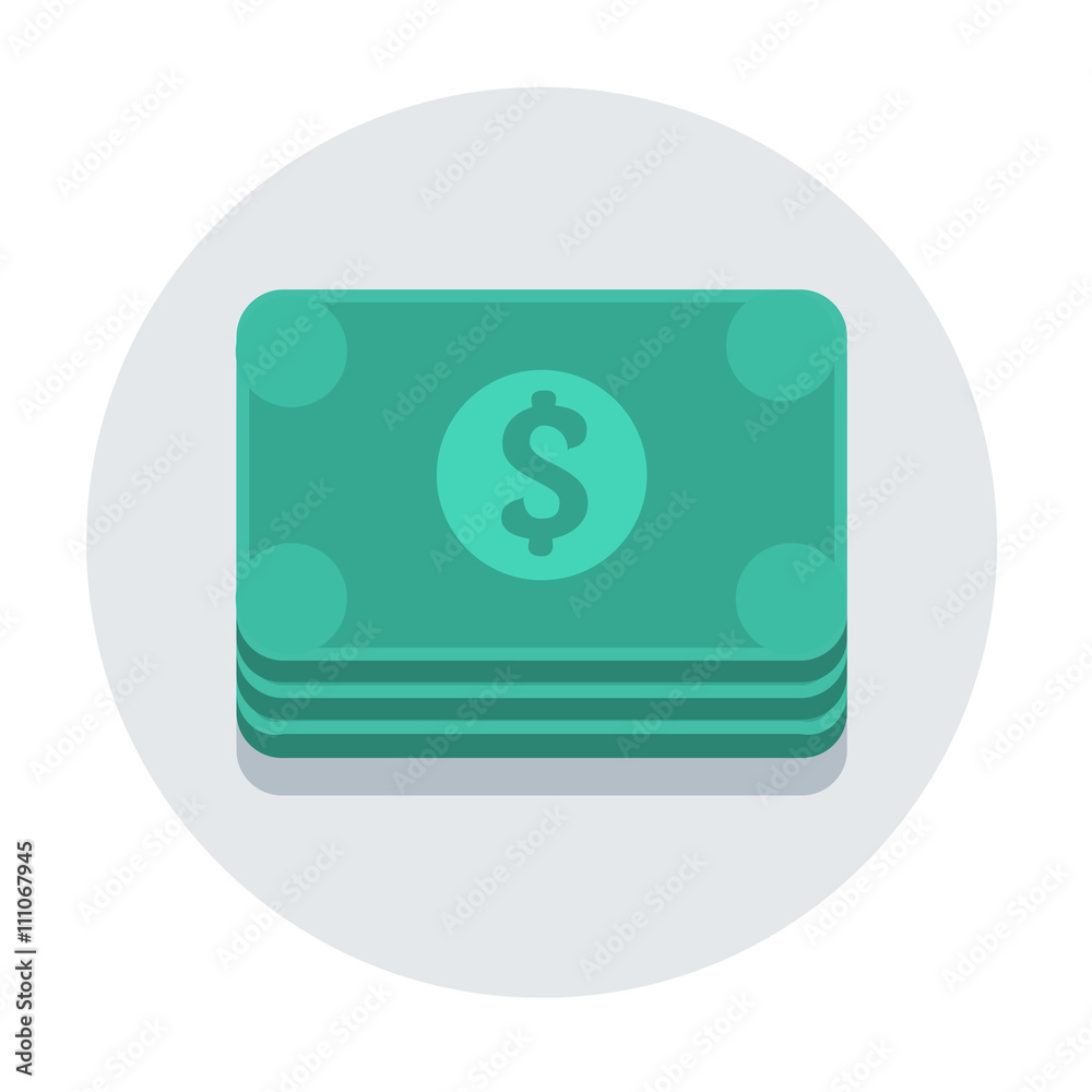 Vector circle flat icon dollars Vector circle flat icon dollars