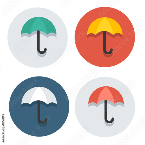 Vector circle flat icon collection umbrella