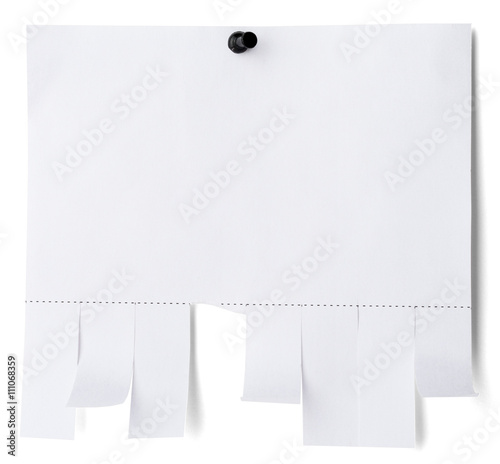 Tear off paper notice with shadow on wall