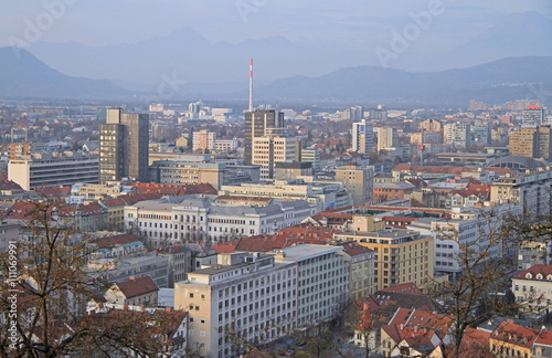 cityscape of Ljubljana, view from the Castle hill