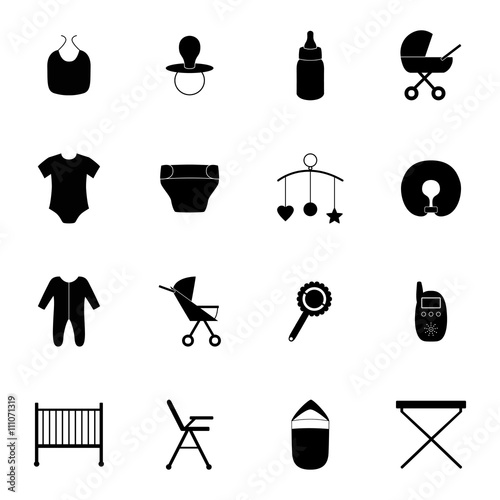 Set of baby icons, vector illustration