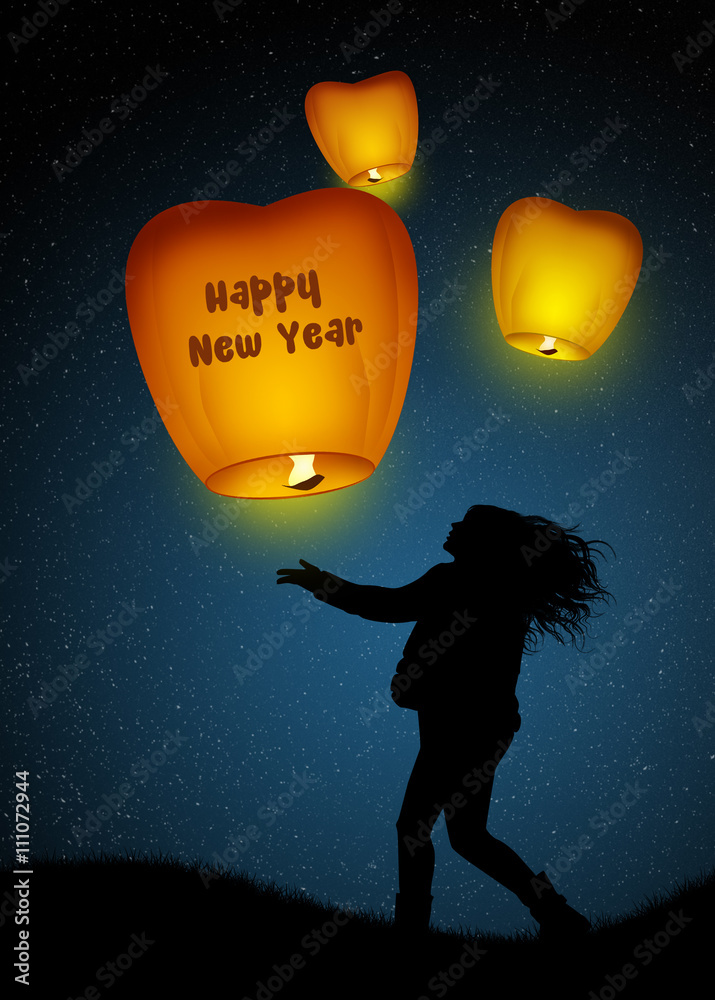 Obraz premium flying lanterns for New Year