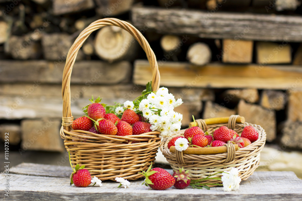 basket with strawberries basket with strawberries