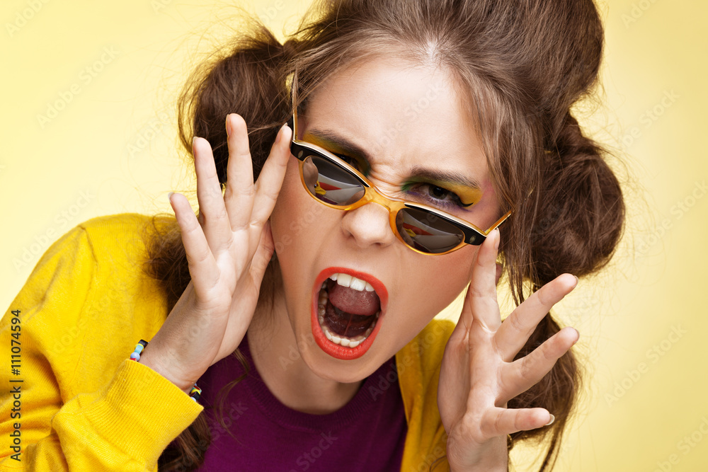 Excited retro girl