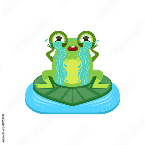 Tearful Cartoon Frog Character