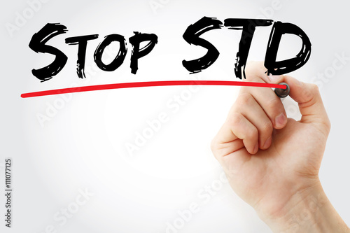 Hand writing Stop STD (Sexually transmitted diseases) with marker, health concept background