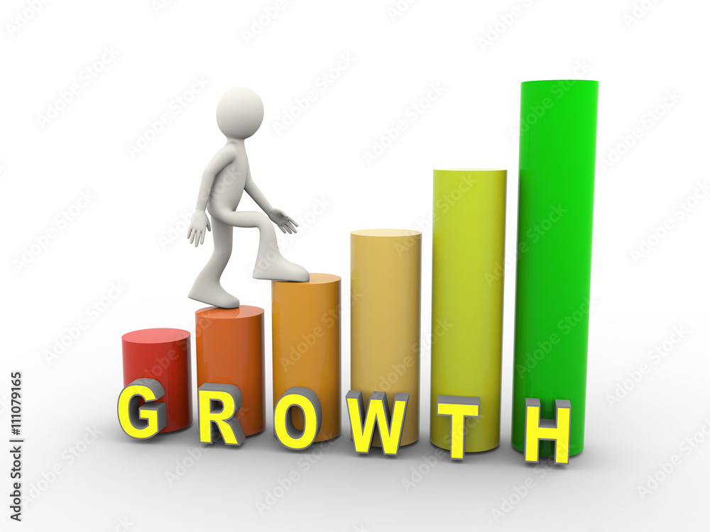 3d man and growth progress bars 3d man and growth progress bars