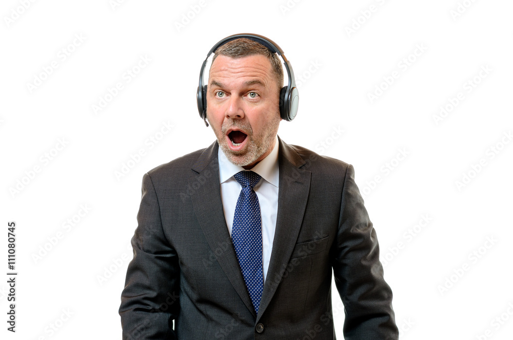 Surprised sportscaster with mouth wide open Surprised sportscaster with mouth wide open