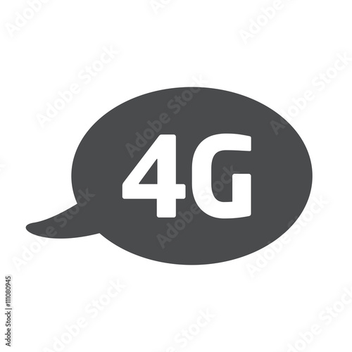 Flat vector icon with a bubble and a message 4g