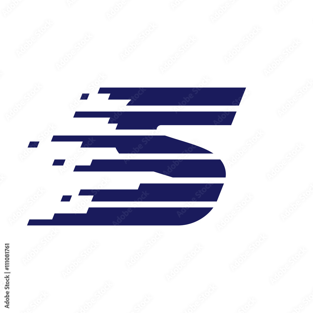 S letter logo with fast speed lines.