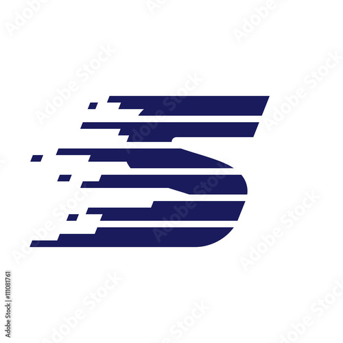 S letter logo with fast speed lines.