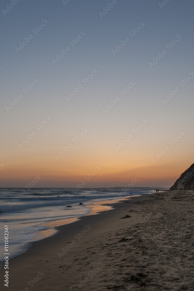 calm beach waves sunset california