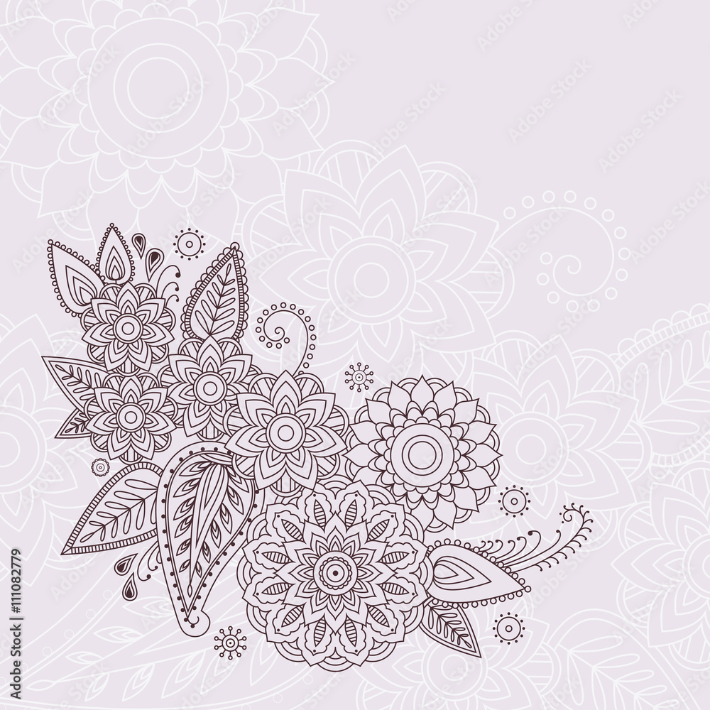 Beautiful vector floral elements in indian mehndi style Beautiful vector floral elements in indian mehndi style