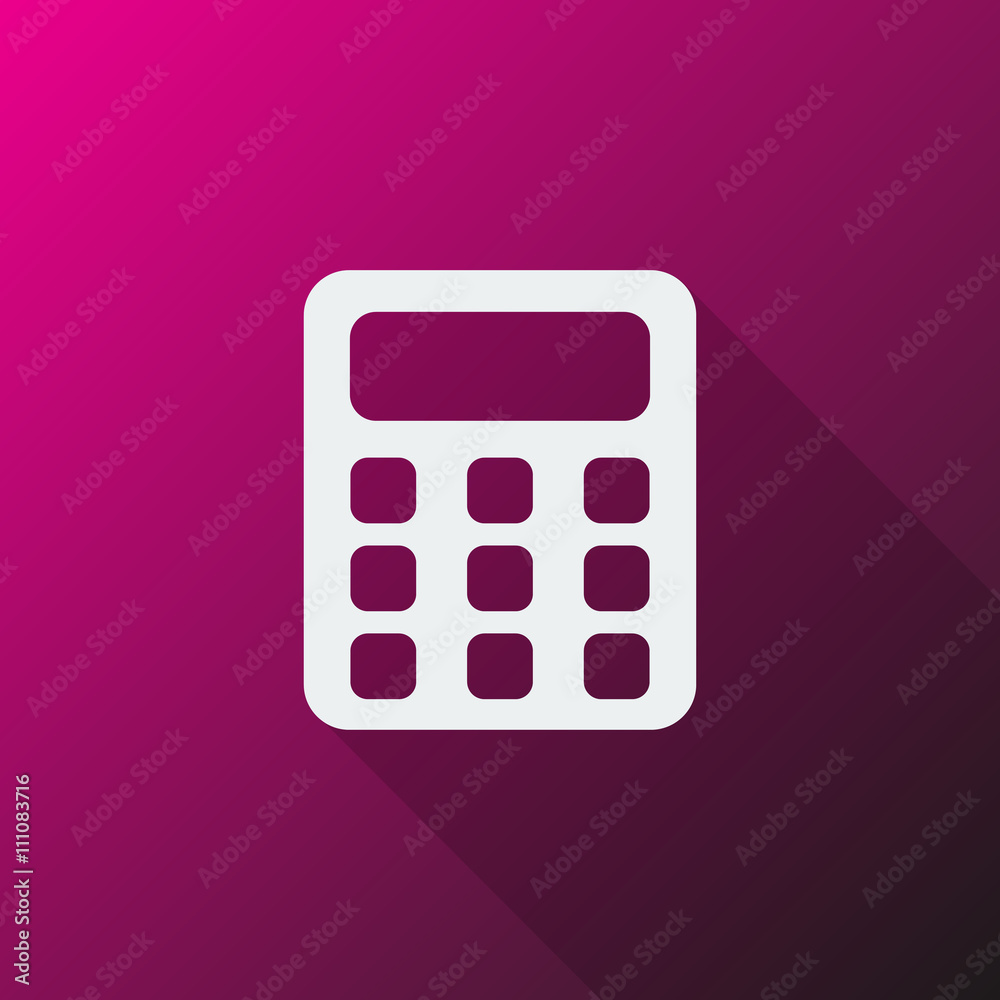 White Calculator icon on pink background White Calculator icon on pink background