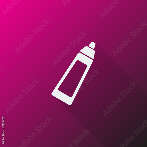 White Baby Bottle icon on pink background