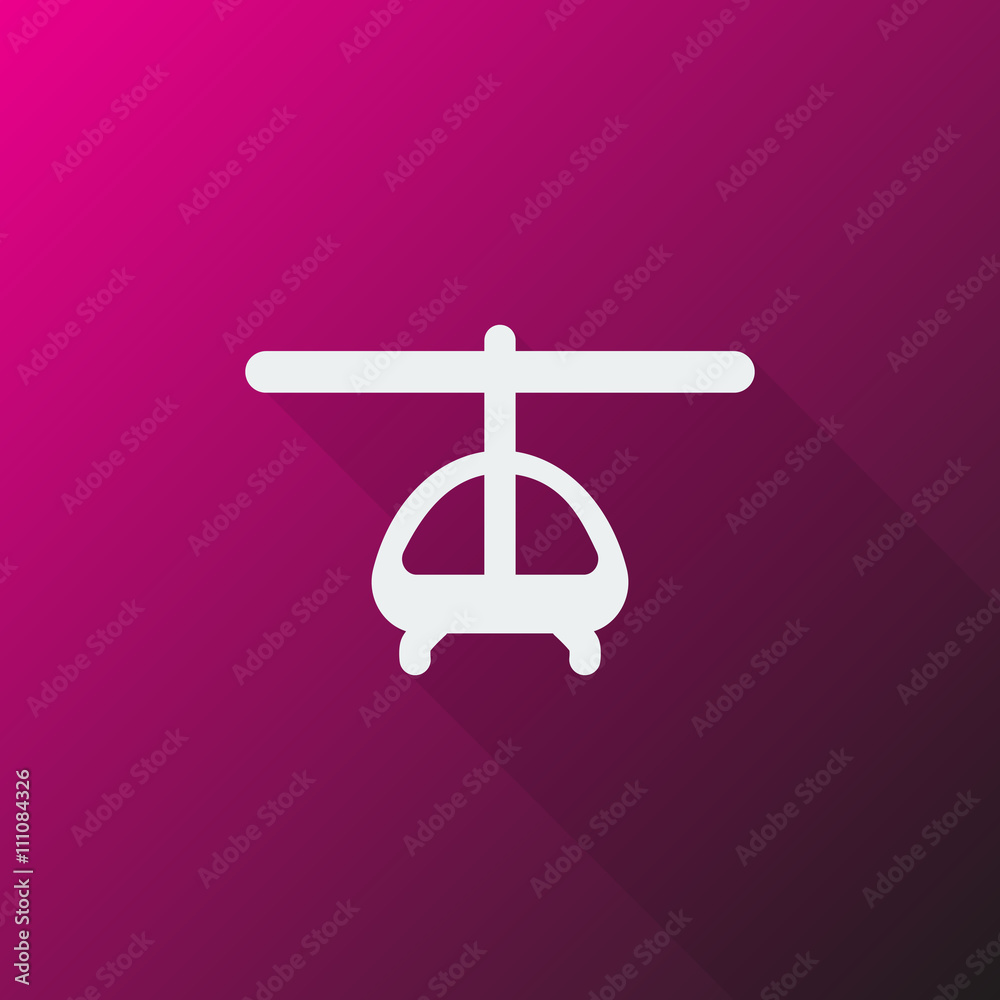 White Helicopter icon on pink background