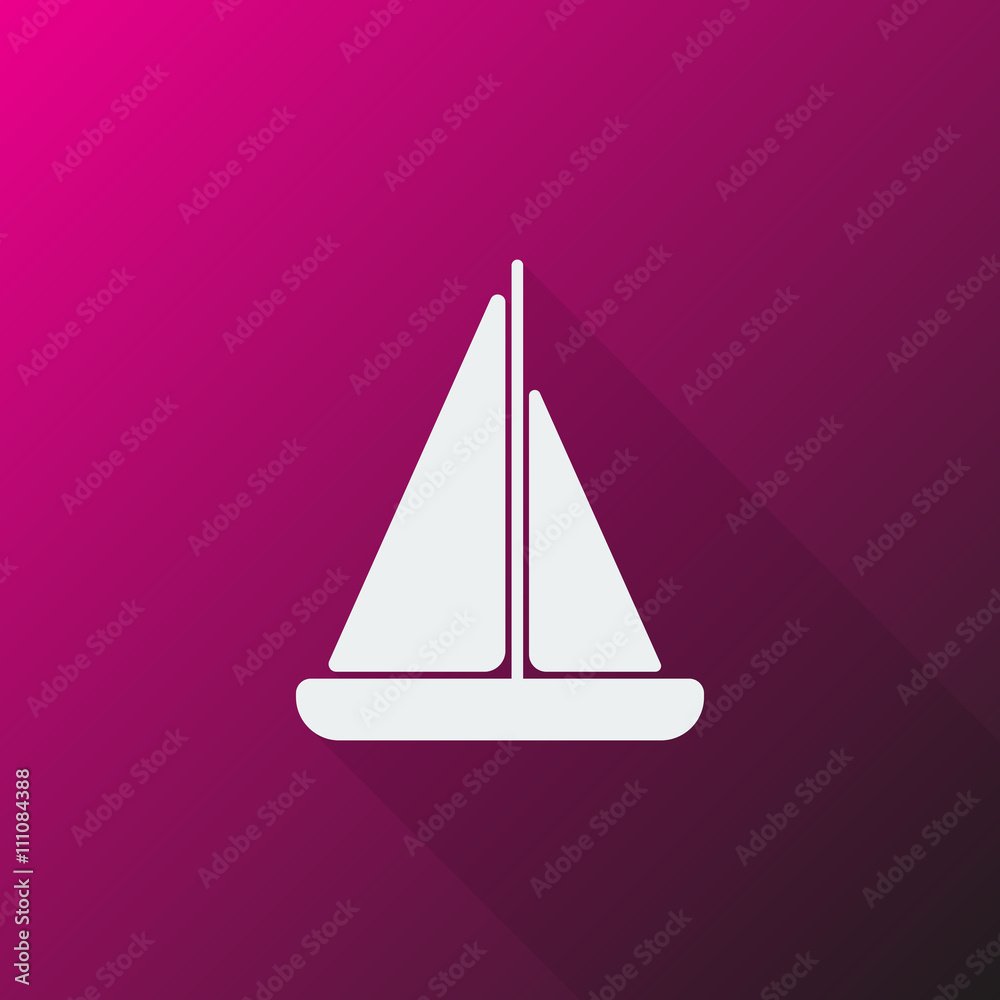 White Sailboat icon on pink background White Sailboat icon on pink background