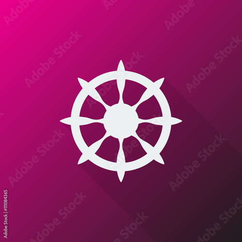 White Boat Wheel icon on pink background