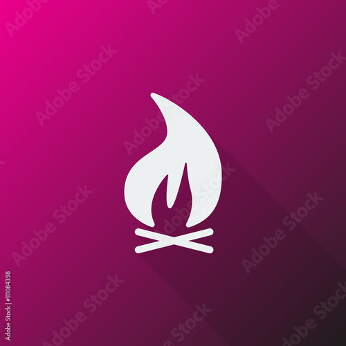 White Bonfire icon on pink background