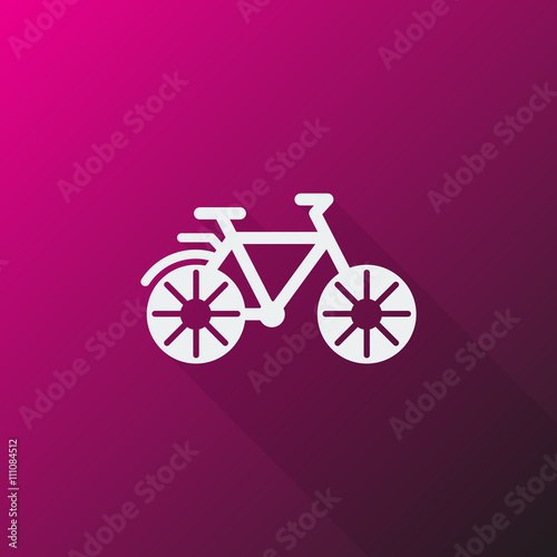 White Bicycle icon on pink background