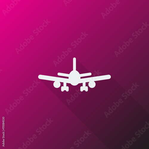 White Airplane icon on pink background