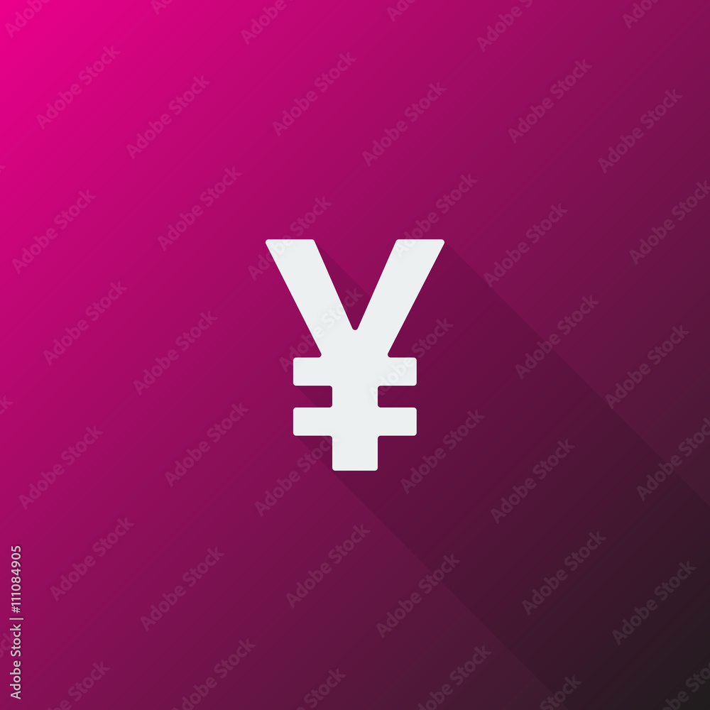 Obraz premium White Yen icon on pink background