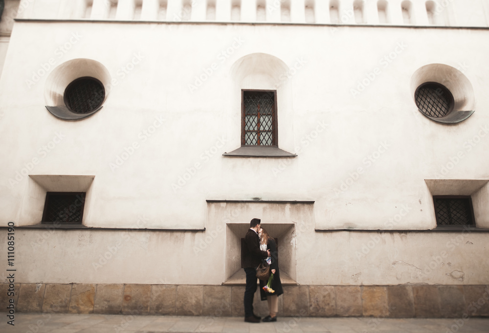 Love story of happy couple in Krakow