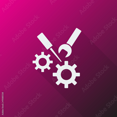 White Service icon on pink background