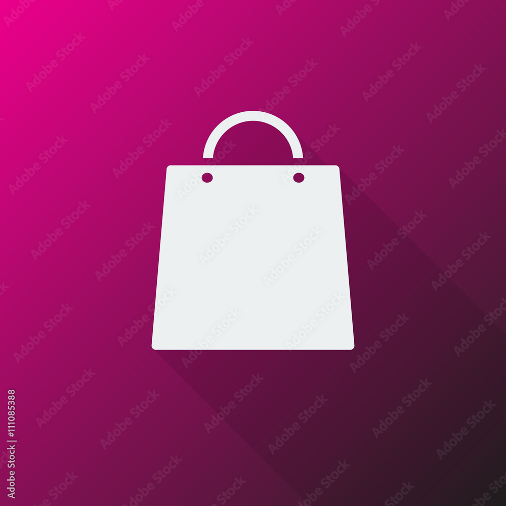 White Shopping Bag icon on pink background White Shopping Bag icon on pink background