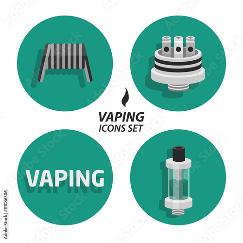 Set vaping flat icons