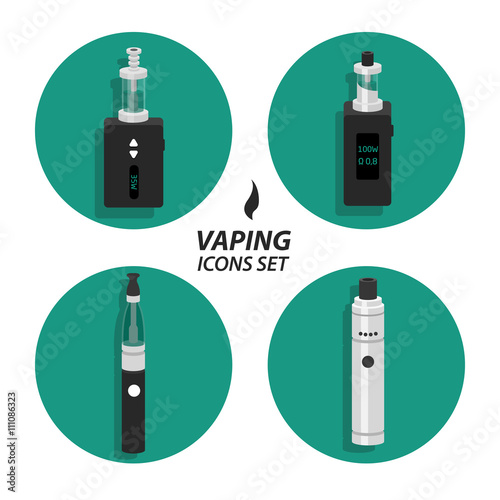 Set vaping flat icons