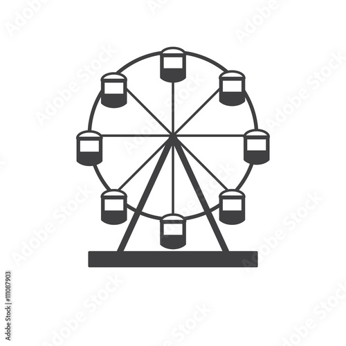 Ferris wheel. Silhouette of a ferris wheel. Icon Ferris wheel isolated on white background.