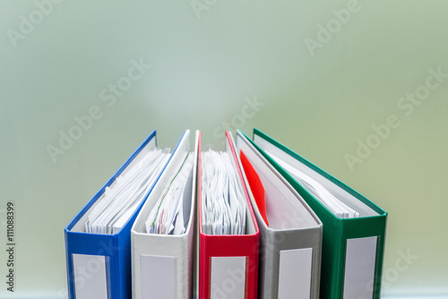 Folders in a row from above